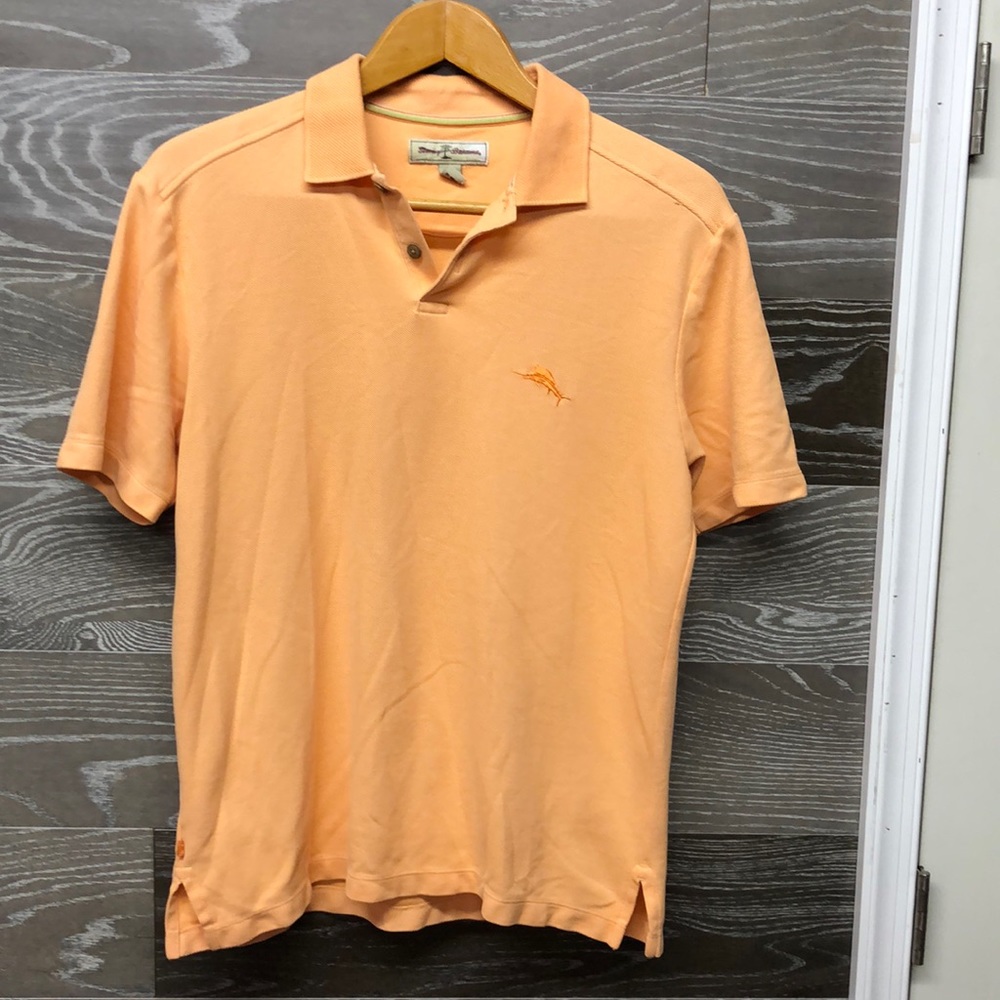 Tommy Bahama two button short sleeve polo sunset orange